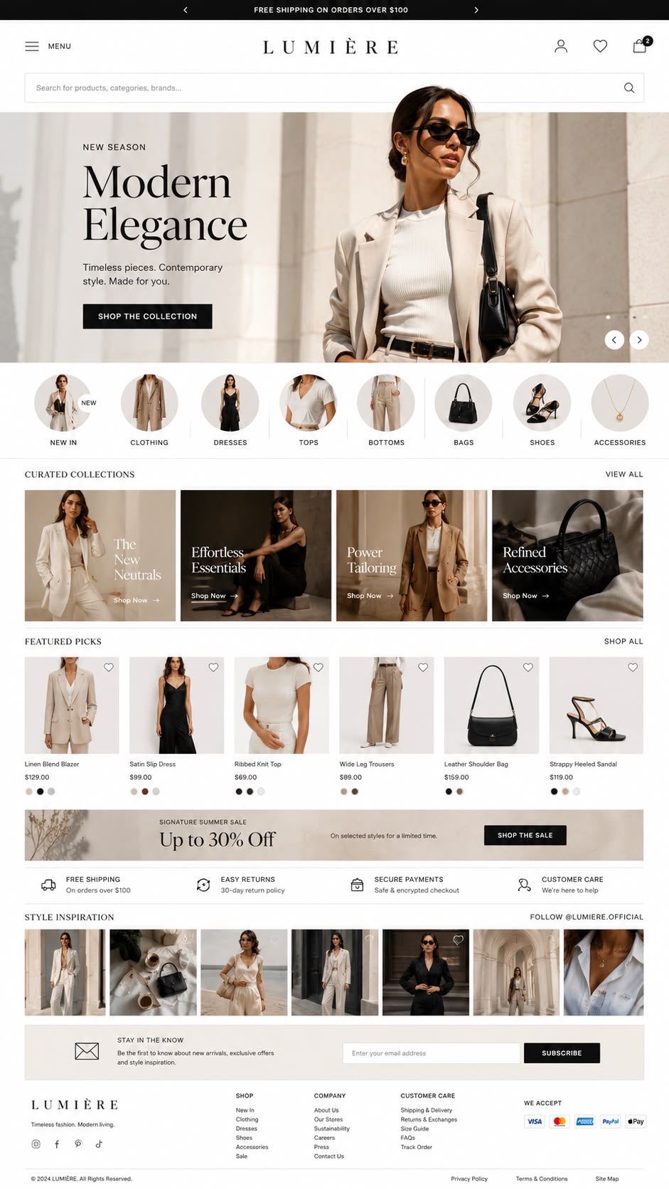 Fashion shop concept with clothing and accessory collections