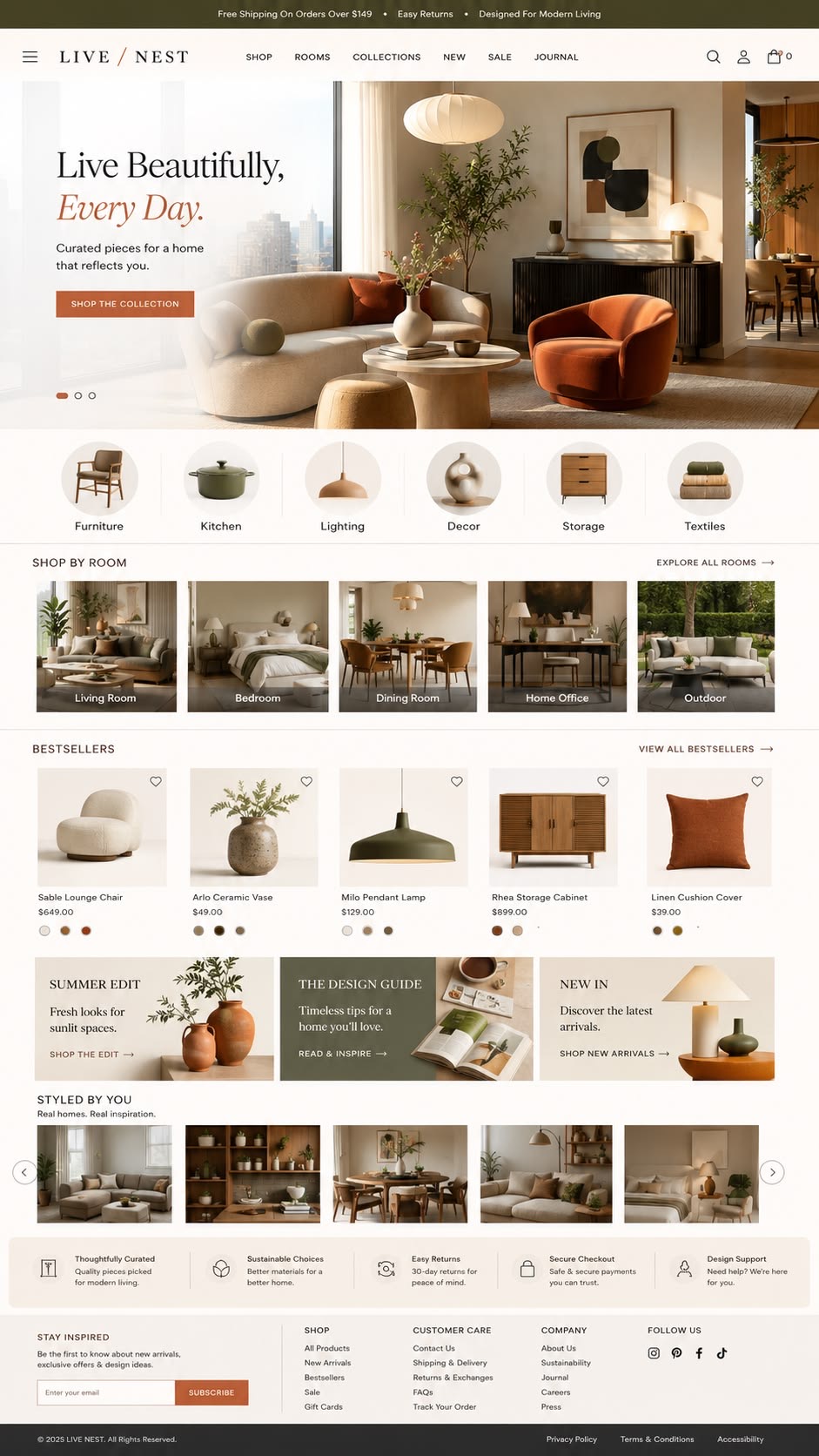 Home showroom concept with complete furniture and room collections