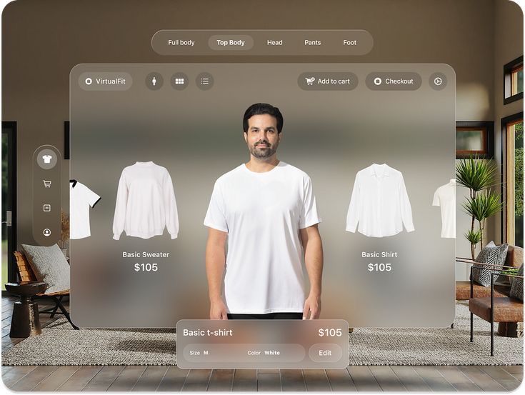 Virtual fitting concept with a model and clothing selection